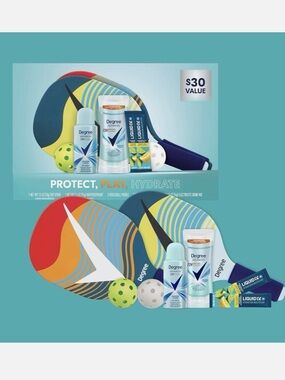 Degree Pickleball Set w Deodorant - Dry Spray- 2-Pickleball Paddles & Balls